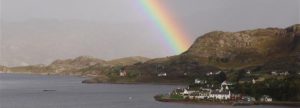 Rainbow over An Cos Shieldaig, luxury holiday home, Scotland